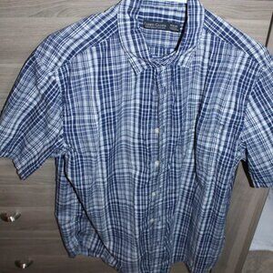 Faded Glory, Blue with White Stripes Button Up TShirt, Medium